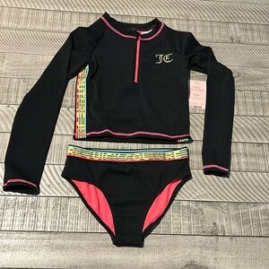 Juicy couture 2 piece rash guard bathing suit set size girls 12